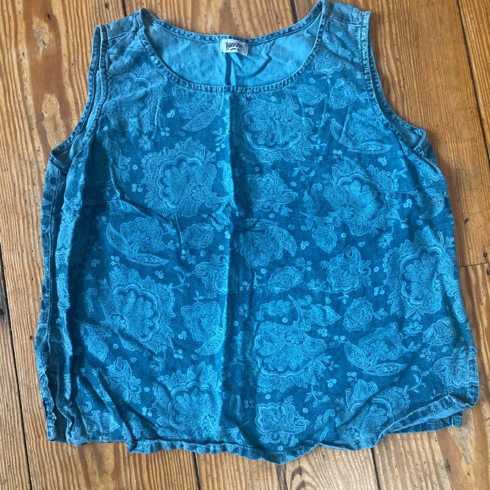 Rayon-linen blend vintage tank